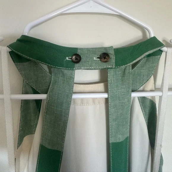 Maeve by ANTHROPOLOGIE Midi Gingham green and white dress - Picture 4 of 6